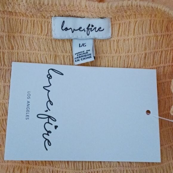 NEW Love Fire Ruffle Strap Tiered Empire Waist Mini‎ Dress Orange Juniors L - Picture 7 of 13